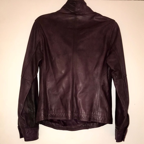 J. Jill Dark Fig Leather Motorcycle Jacket Size S - Picture 5 of 6